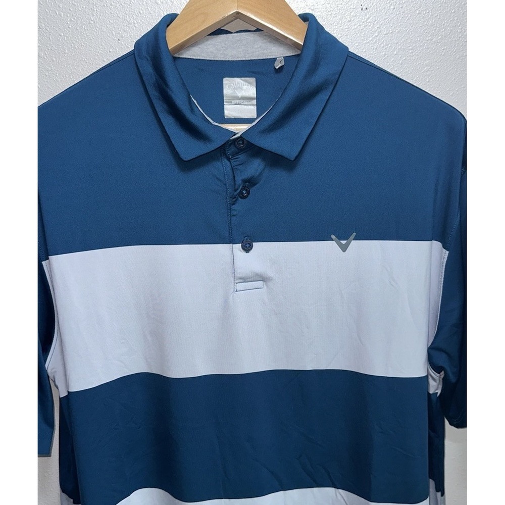 Callaway Short Sleeve Golf Polo Mens XXL/2XL‎ Opti Dry Blue Colorblock